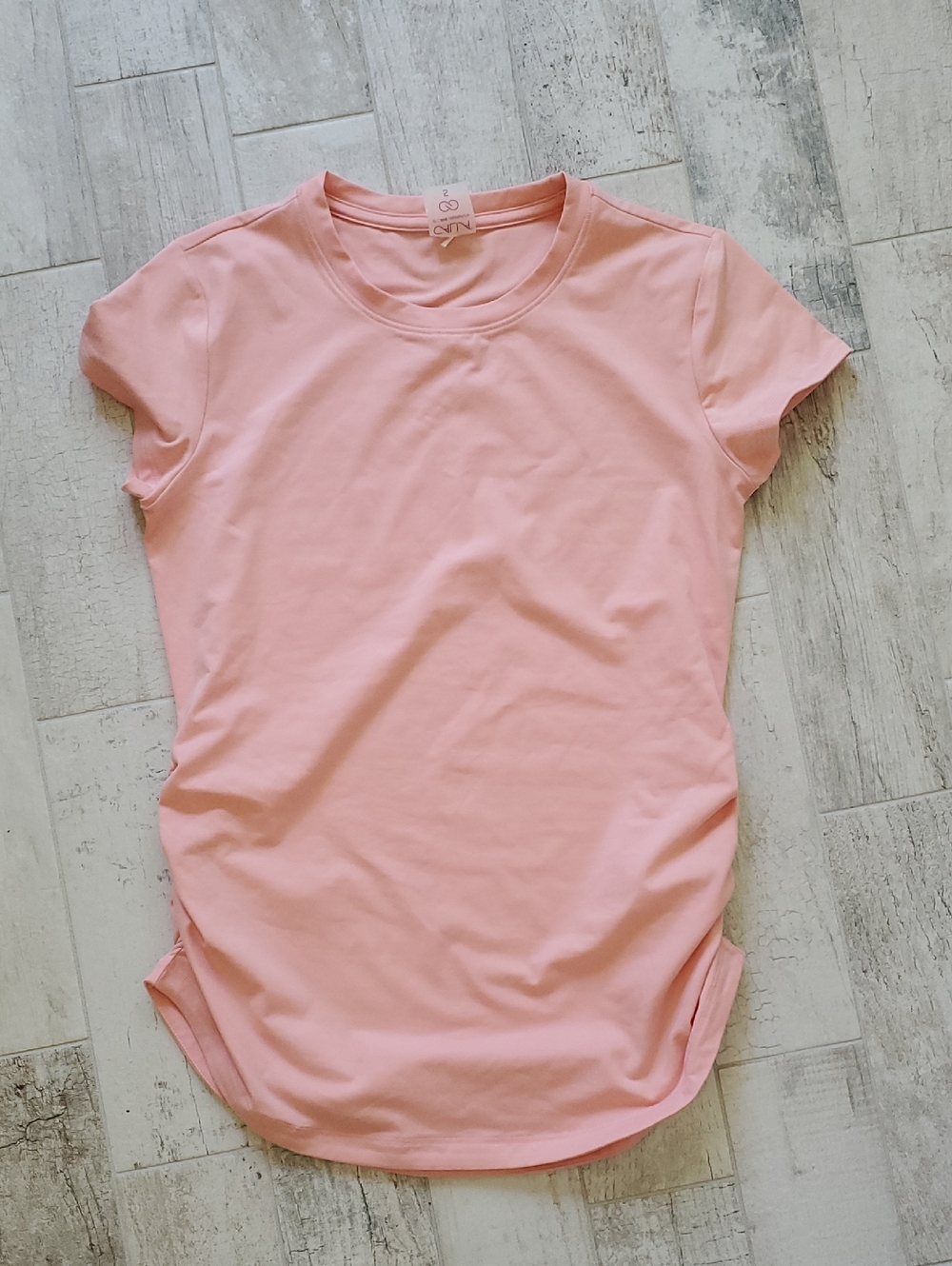 CALIA by Carrie Underwood Short Sleeve Crewneck Athletic Tee - Pink Cinched Side